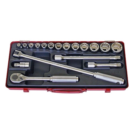 Ko-Ken Socket set 12 Point 18 pieces 1/2 Sq. Drive, 4289M 4289M